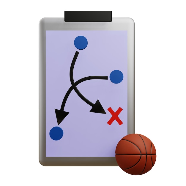 PSD 3 d illustration on basketball strategy icon