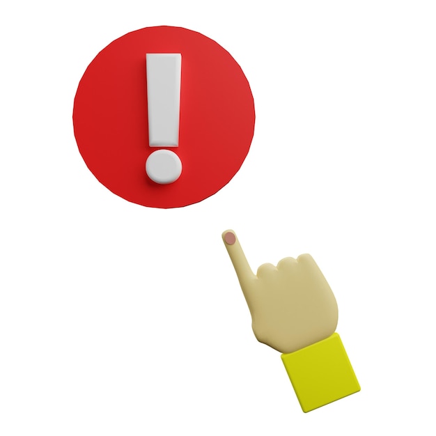 3 D illustration of beware notification icon