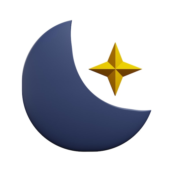 3 D illustration of Clear night weather icon