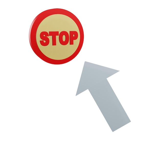 3 D illustration of click stop button with transparent background