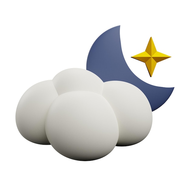 3 D illustration of Cloudy night weather icon