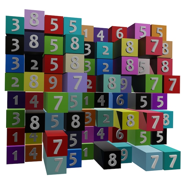 3 D illustration of cube number icon