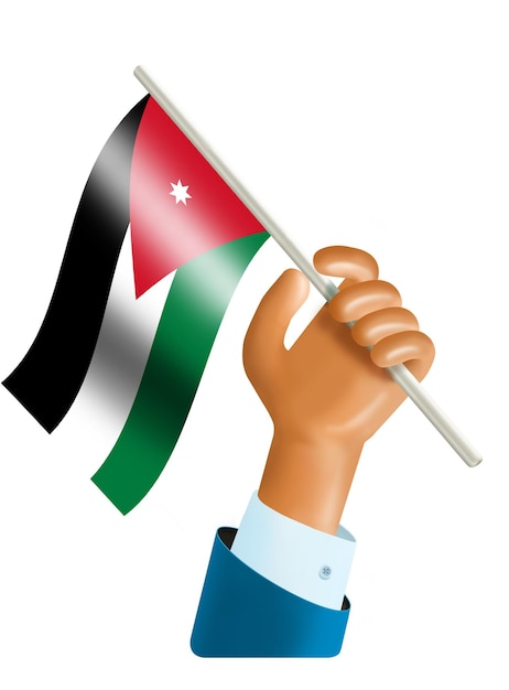 3 D illustration of hand holding a Jordan flag hand holding a Jordan flag icon Jordan flag