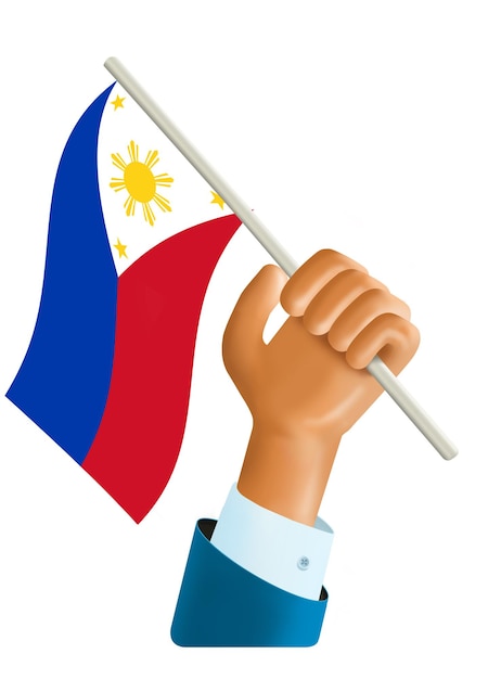 3 D illustration of a hand waving a philippines flag philippines independence day concept