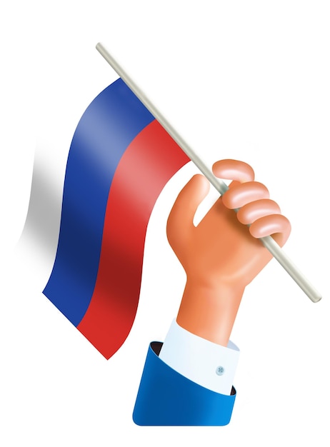 3 d illustration of hand waving a Russia flag Russia independence concept 12 June day