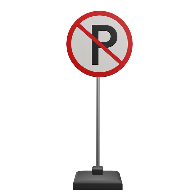 3 D illustration of no parking anytime sign icon