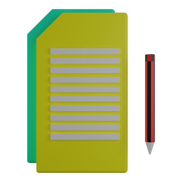 PSD 3 d illustration of papers and pen icon with transparent background