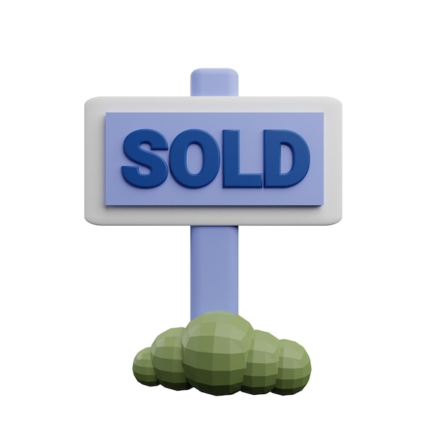 3 D Illustration of a sold sign board icon with transparent background