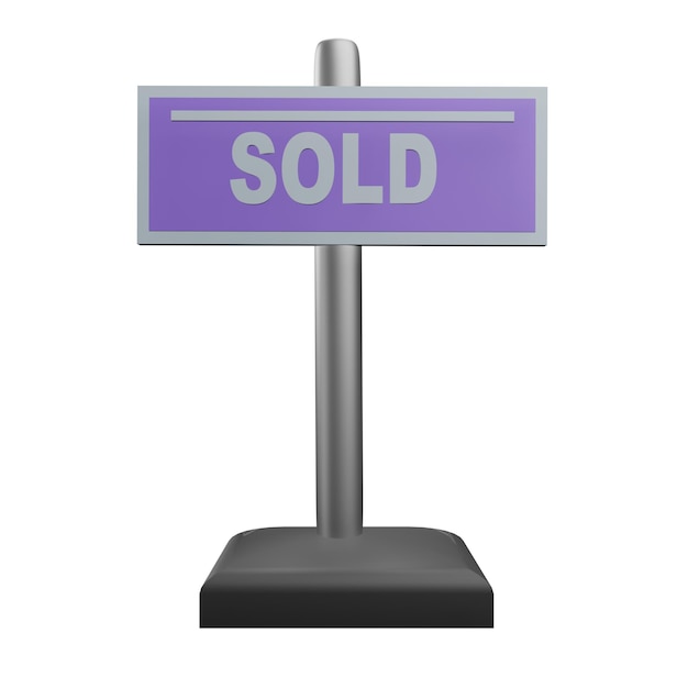 3 D illustration of sold sign icon