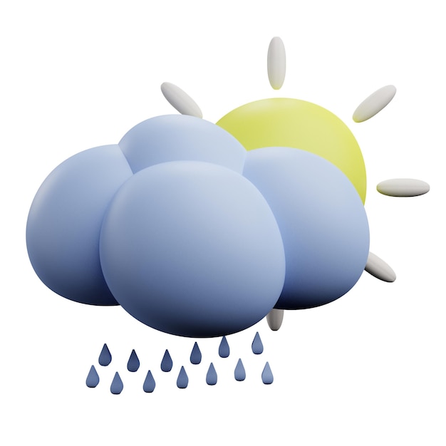 3 D illustration of sunny drizzle weather icon