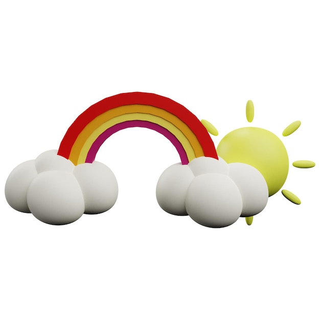 3 D illustration of sunny rainbow weather icon