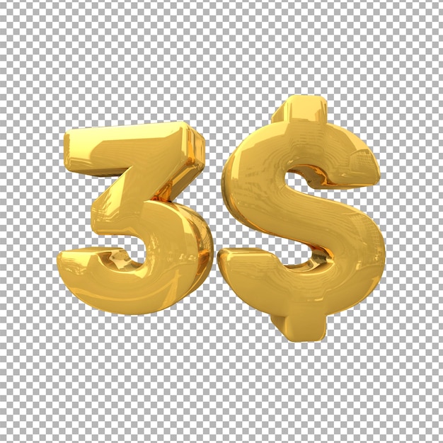 3 dollar text 3d rendering