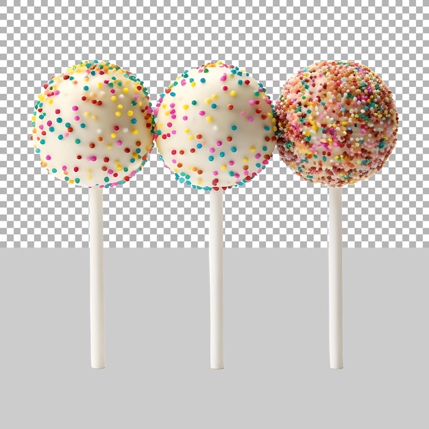 3 Lollypops with Sweets on it on white background Ai Generated