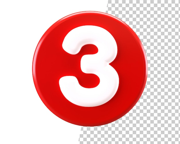 3 number there circle icon 3d render