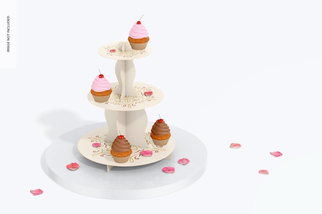 3-Tier Cardboard Cupcake Stand Mockup