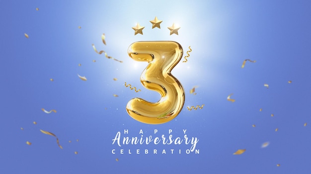 PSD 3 years anniversary banner template