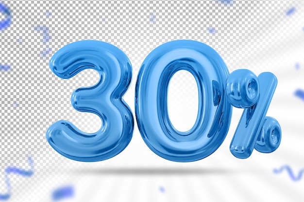 30 percent blue balloon offer in 3d