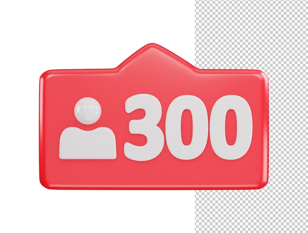 300 social media follower icon 3d rendering vector illustration