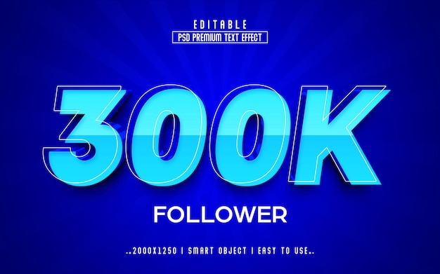 300K Follower 3d Editable Text Effect Style With Premium Background