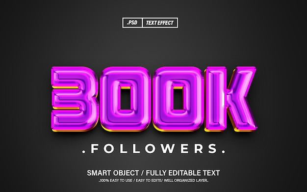 300K Follower PSD Editable Text Effect