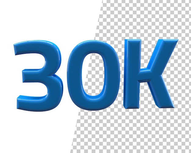 30k followers thank you blue 3d text