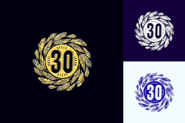 30Th Anniversary Emblem Logo With a Stylized 30 in the Cente Vector Abstract Design Collections