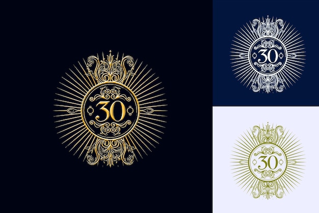 PSD 30th anniversary logo with a luxurious design featuring a st vector abstract design collections