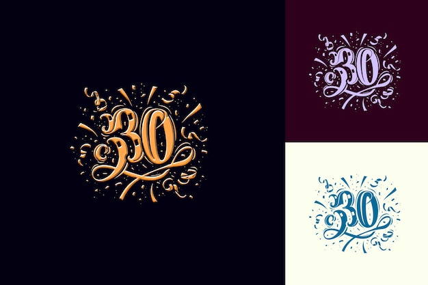 PSD 30th anniversary logo with a playful yet sophisticated desig vector abstract design collections