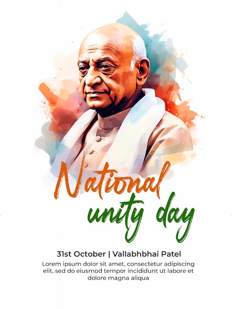 31 October Happy National unity day of india and sardar vallabhbhai patel jayanti design