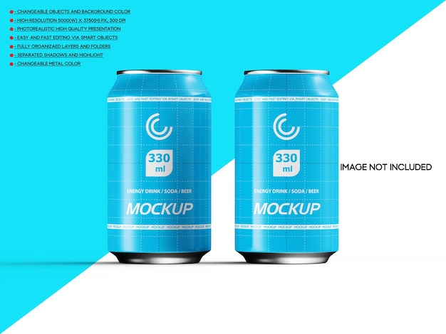 330ml Energy Drink Soda Beer Can Mockup N23