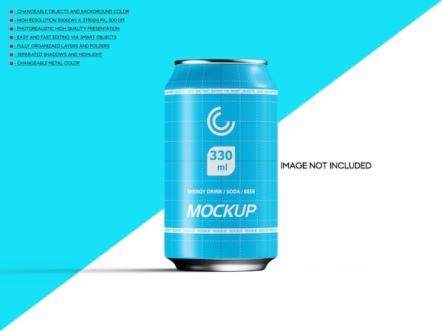 330ml Energy Drink Soda Beer Can Mockup N24