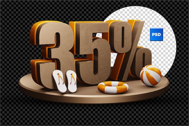 35 percent 3D summer Sale discount Badge isolated