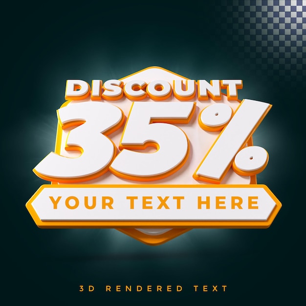 35 percent discount 3d rendering isolated badge with alpha background