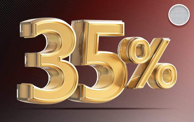 35 Percent Off Sale Gold 3D Render