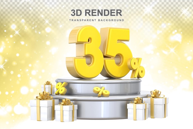 35 Percent promotion with gift 3D