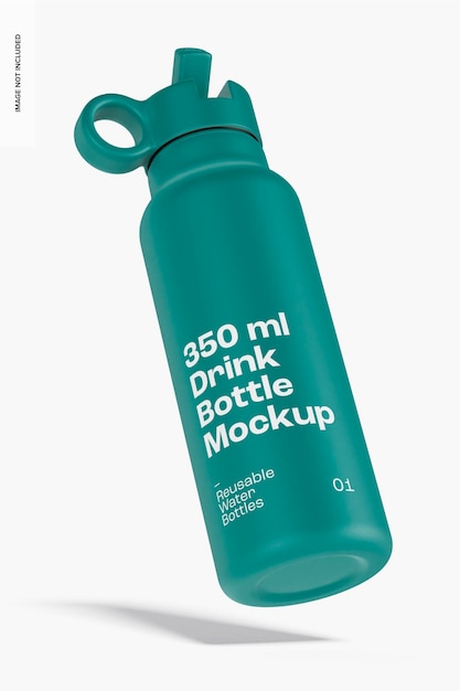 350 ml Drink Bottle Mockup, Falling