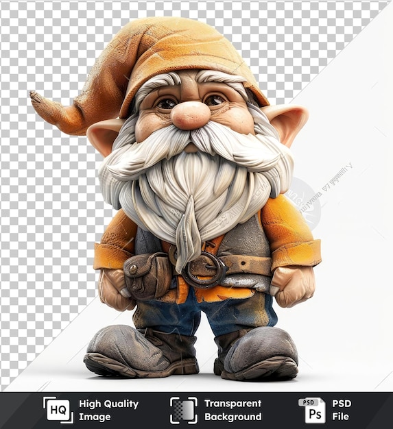 39393D gnome character with brown arm pinkbrown nose eye toy in background on transparent