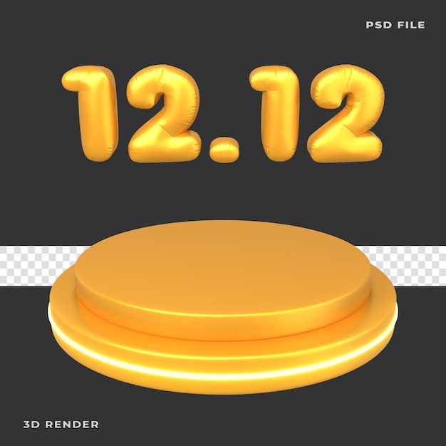 3D 12.12 Podium Rendered on transparent background