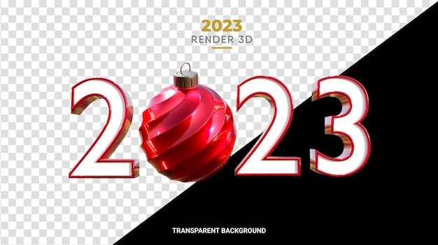 3d 2023 with christmas ball high quality render glossy red texture