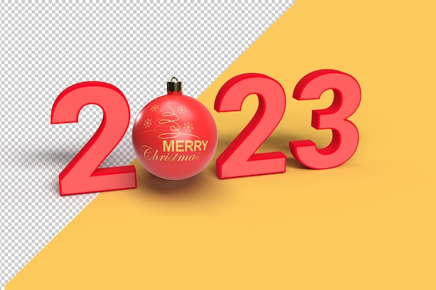 3d 2023 with Christmas ball render for the happy new year and Christmas design, and glitter.