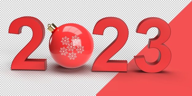 3d 2023 with Christmas ball render for the happy new year and Christmas design, and glitter.