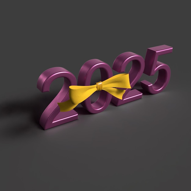 PSD 3d 2025 new year vector with gift ribbon