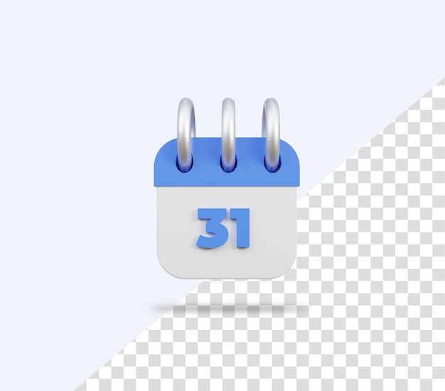 3d 31 December calendar icon