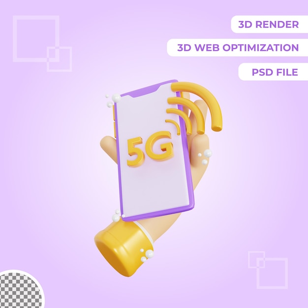 3d 5g connection icon isolated object illustration