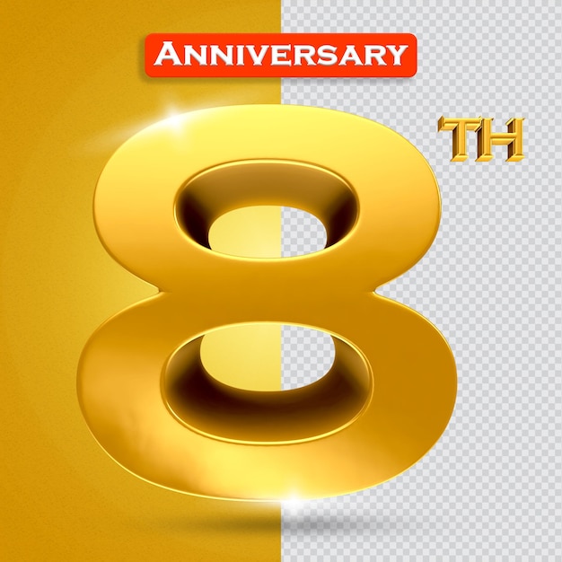 3d 8th anniversary with golden style