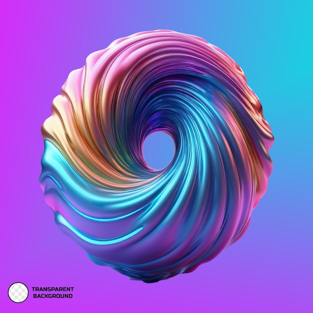 PSD 3d abstract circular fluid shape with gradient colors on transparent background