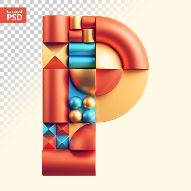 3d abstract geometric letter