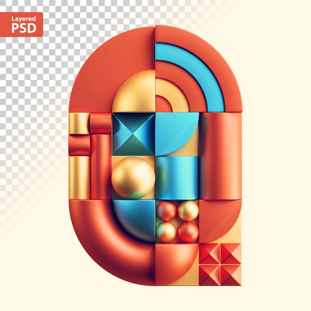 3d abstract geometric letter