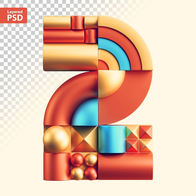 3d abstract geometric numbers