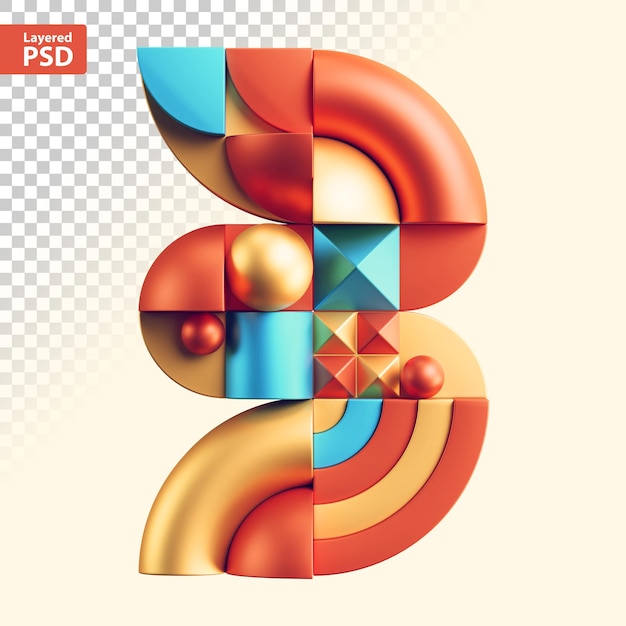 3d abstract geometric numbers